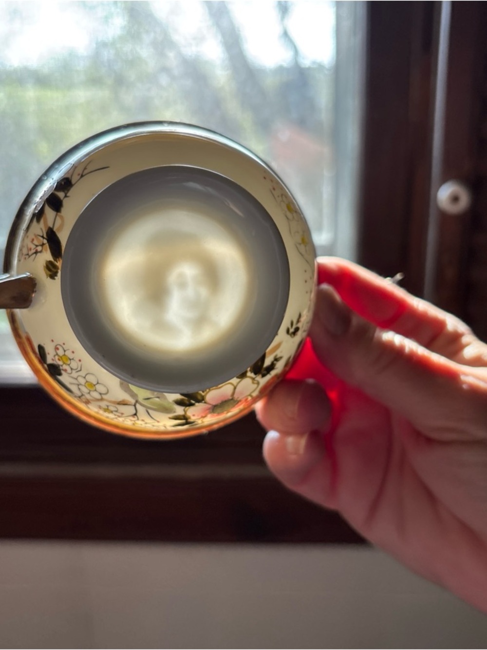 Japanese Hidden Geisha Lithophane Tea Cup Moriage Eggshell Porcelain, No Saucer
